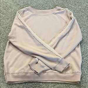 Pink Lace Trim Sweatshirt